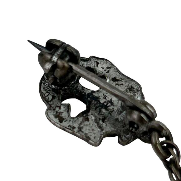 Vintage US Navy Pin Tie Tack Lapel Pin USN Chain Stamped Sterling w Faux Pearls - Picture 5 of 9